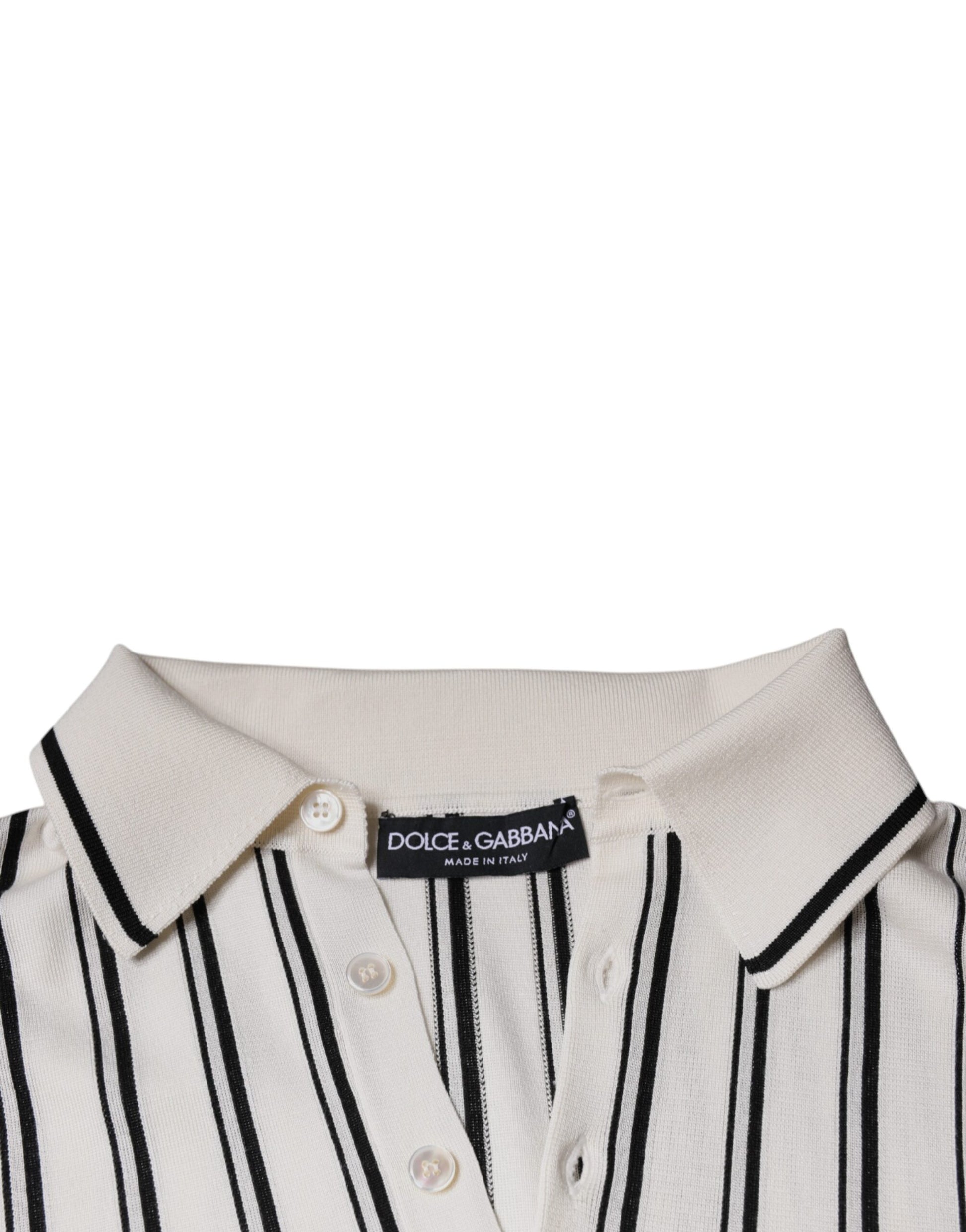 White Black Stripe Polo Short Sleeve T-shirt