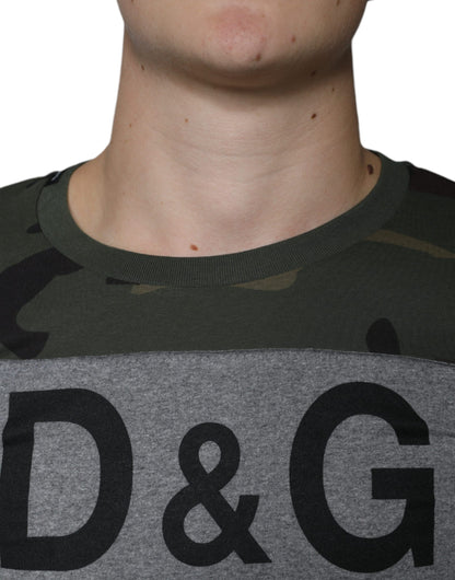 Multicolor Camouflage Cotton Crew Neck T-shirt