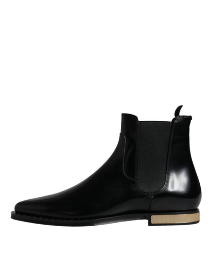 Black Leather Chelsea Ankle Boots Shoes