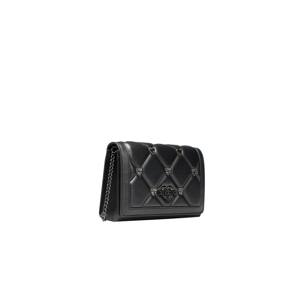 Black Polyethylene Women Crossbody Bag