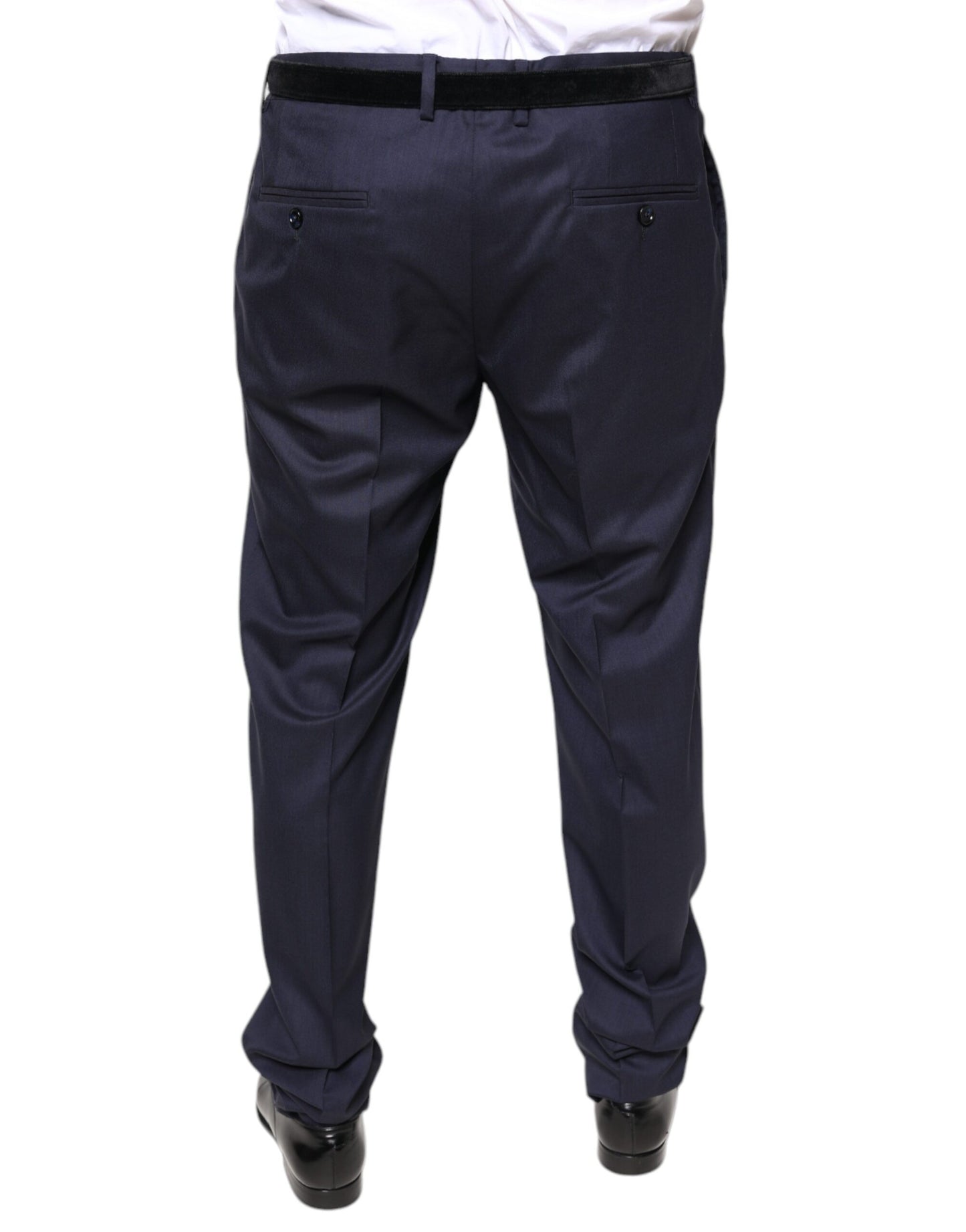 Blue Wool Skinny Formal Dress Pants