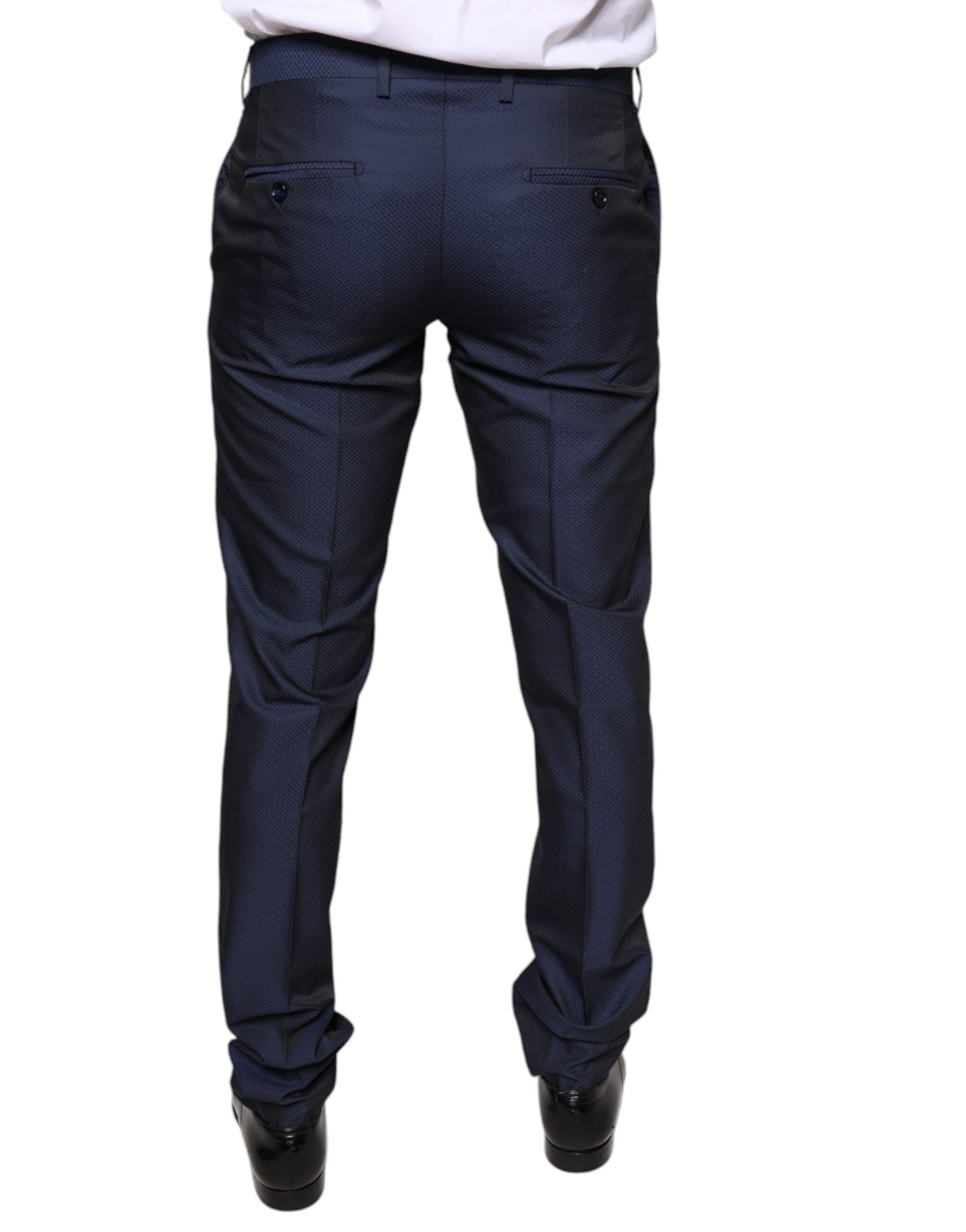 Blue Polyester Formal Tuxedo Pants