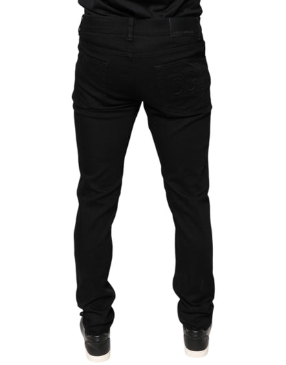 Black Cotton Stretch Skinny Men Denim Jeans