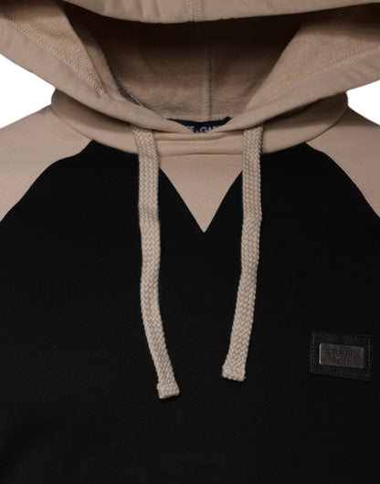 Black Beige Hooded Men Sweatshirt Sweater