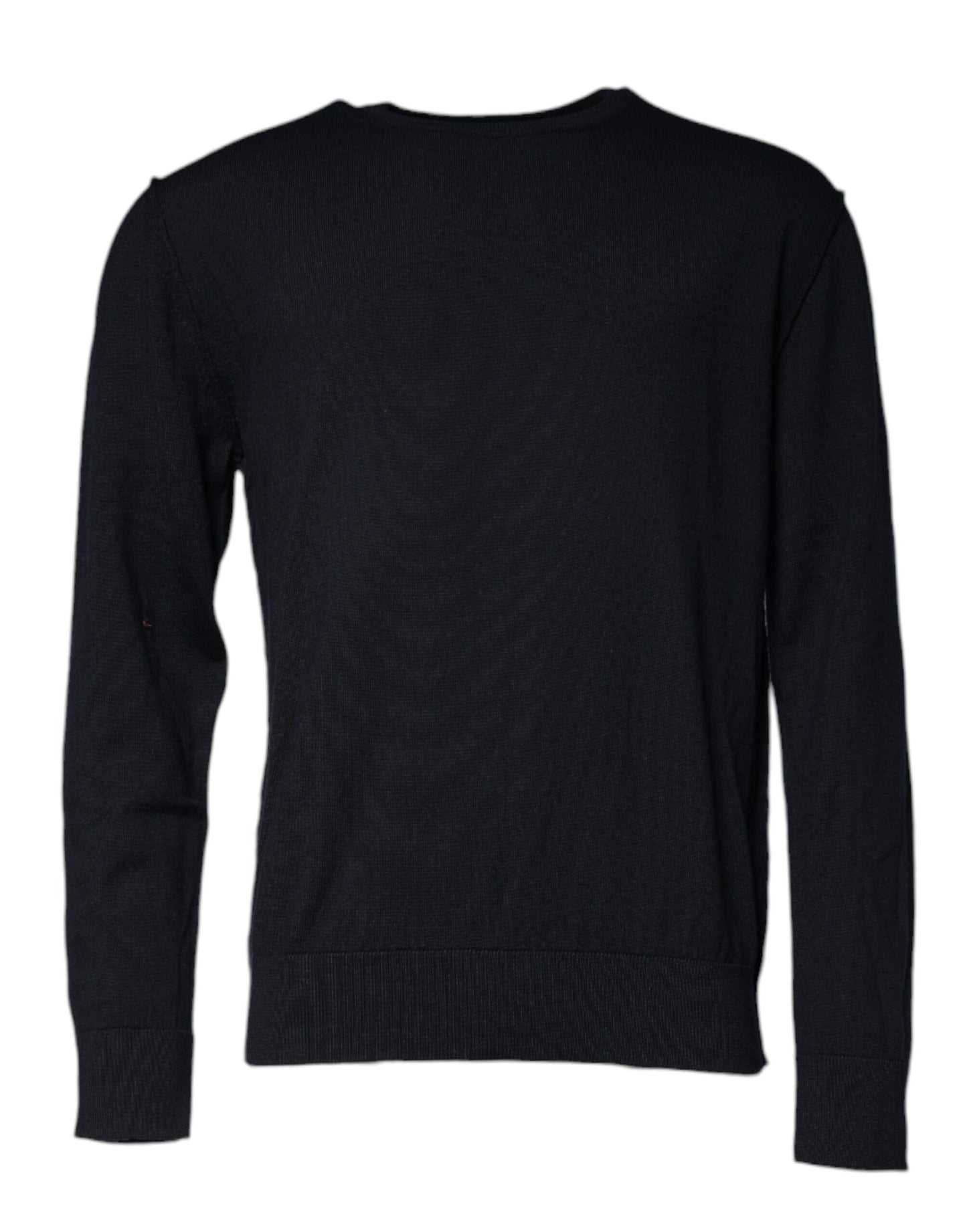 Black Wool Crew Neck Men Pullover Sweater