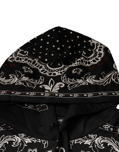 Black White Bandana Hooded Sweatshirt Sweater