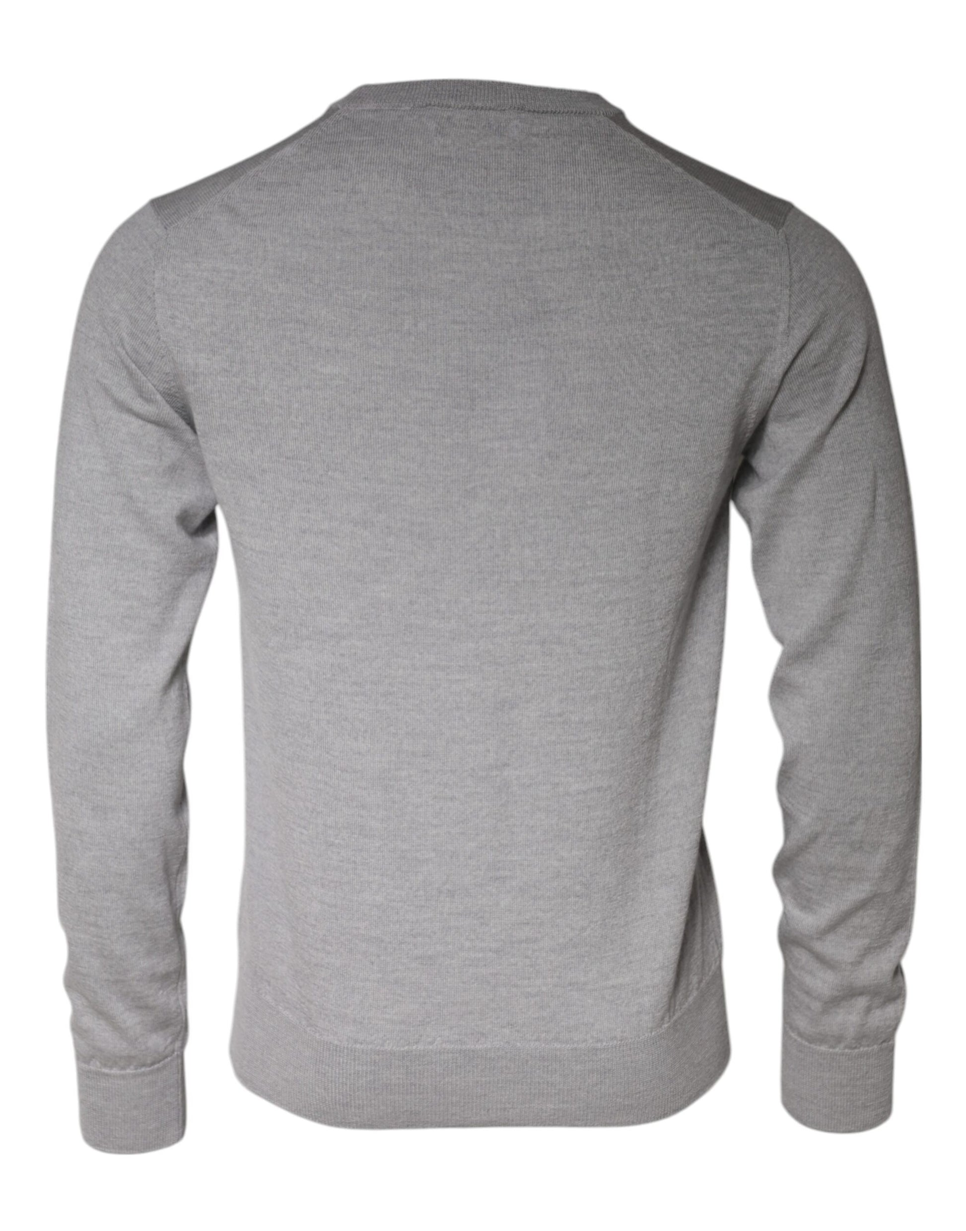 Light Gray Wool Crew Neck Pullover Sweater