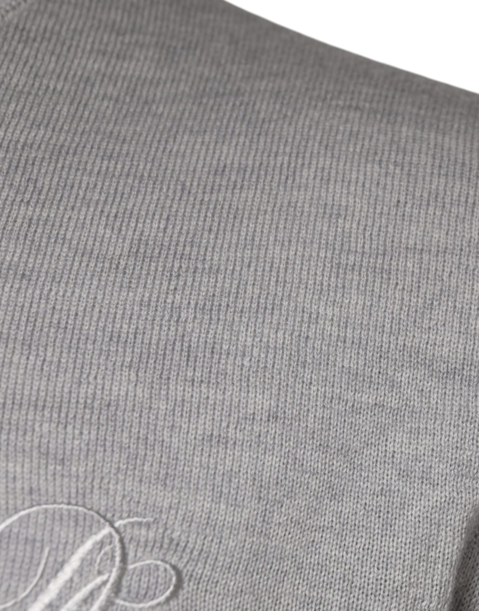 Light Gray Wool Crew Neck Pullover Sweater