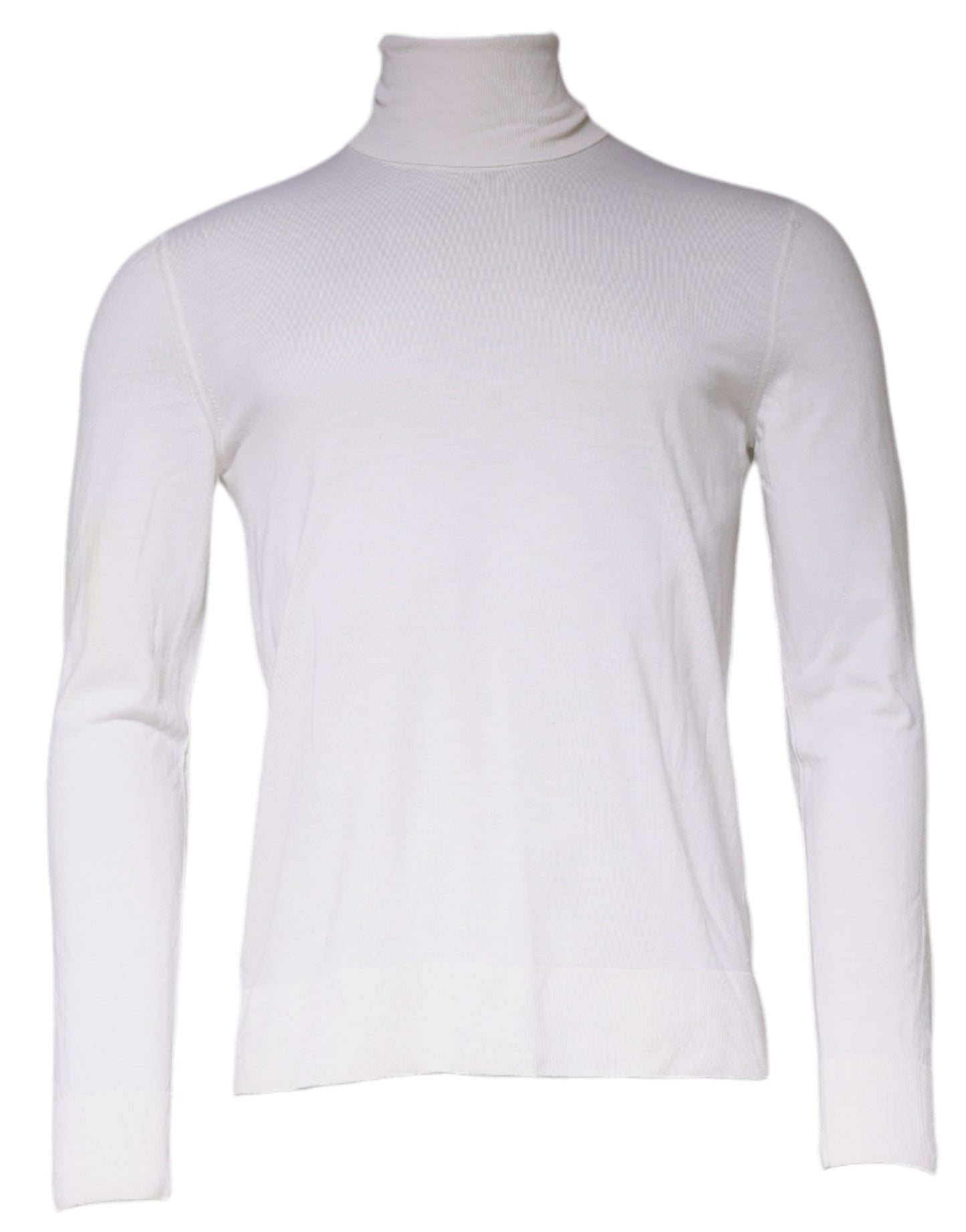 White Long Sleeve Turtleneck Men Pullover Sweater