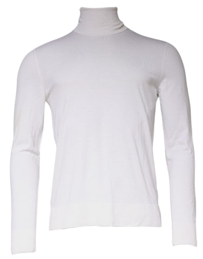 White Long Sleeve Turtleneck Men Pullover Sweater