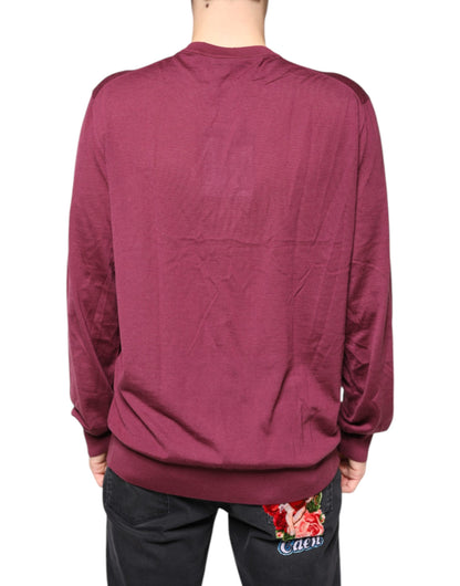 Maroon Cashmere V-neck Men Pullover Sweater