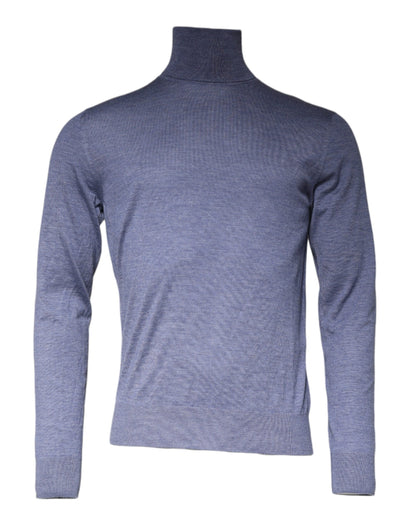 Purple Blue Long Sleeve Turtleneck Pullover Sweater