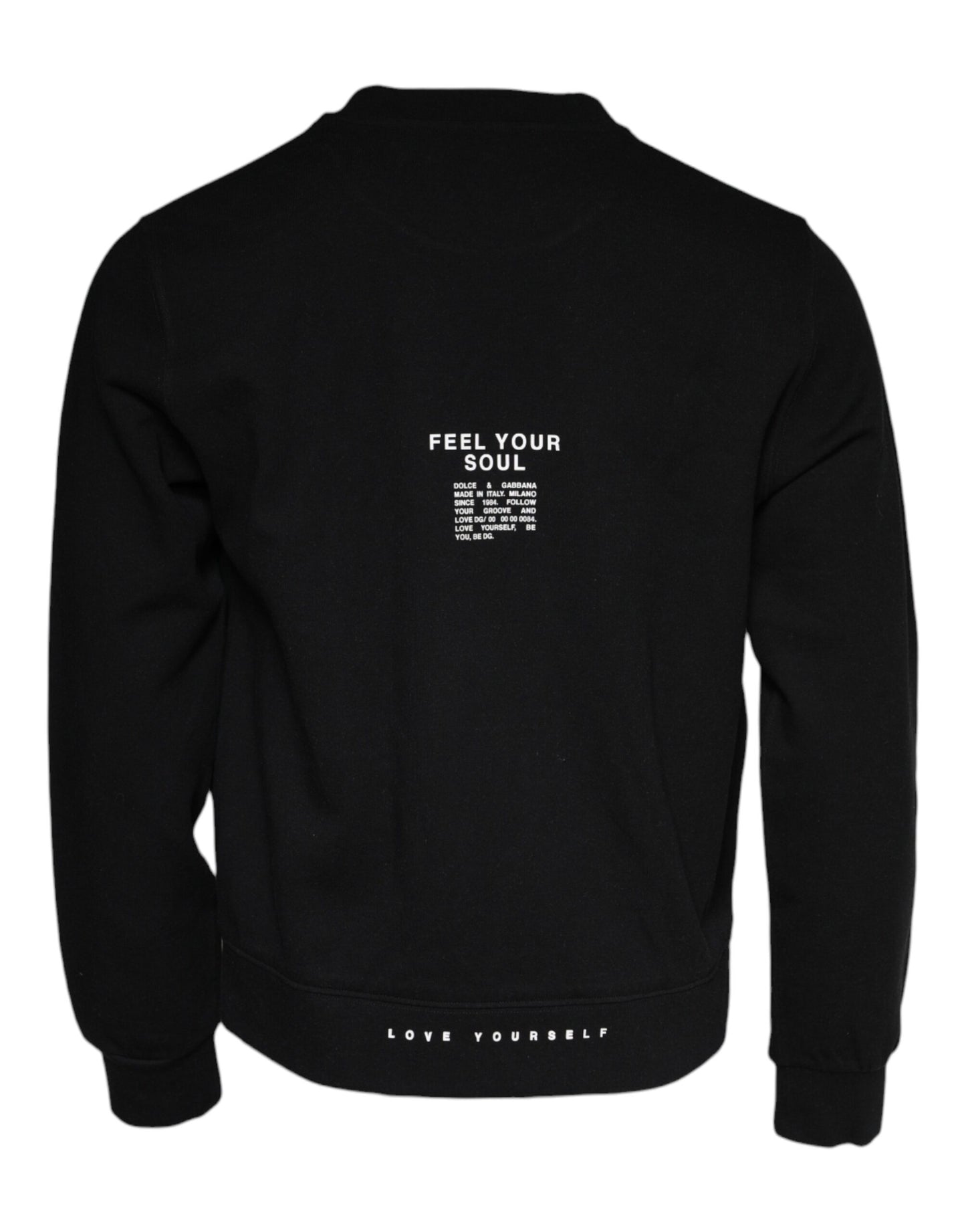 Black Printed Crew Neck Men Pullover Sweater