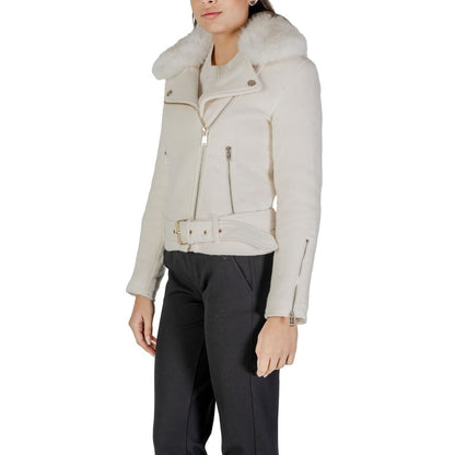 Cream Polyester Jackets & Coat