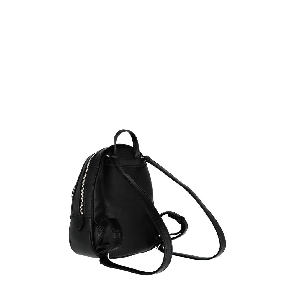 Black Synthetic Leather Backpack