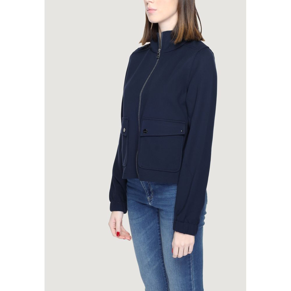 Blue Viscose Jackets & Coat