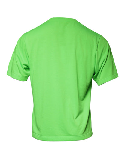 Green Logo Round Neck Short Sleeves T-shirt