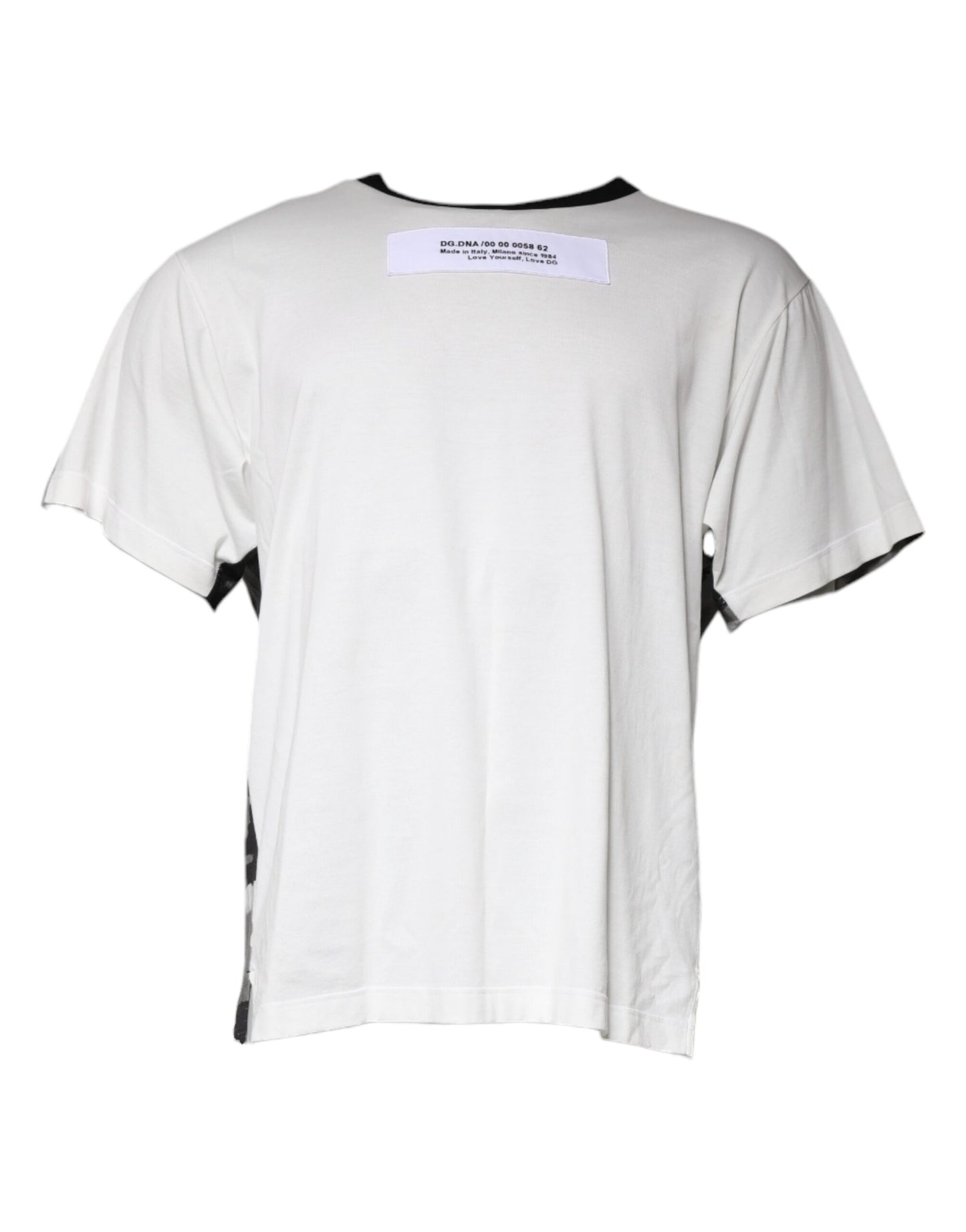 White Camouflage Cotton Round Neck T-shirt