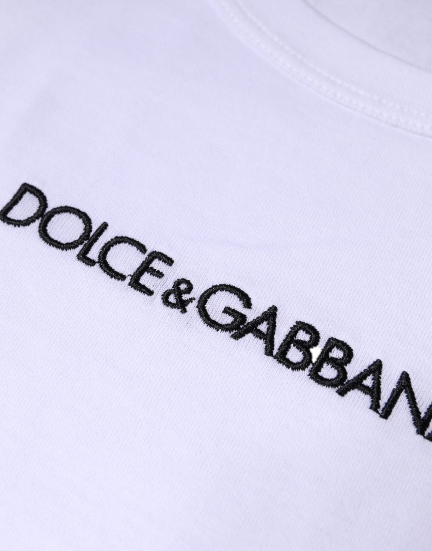 White Logo Print Cotton Crew Neck T-shirt