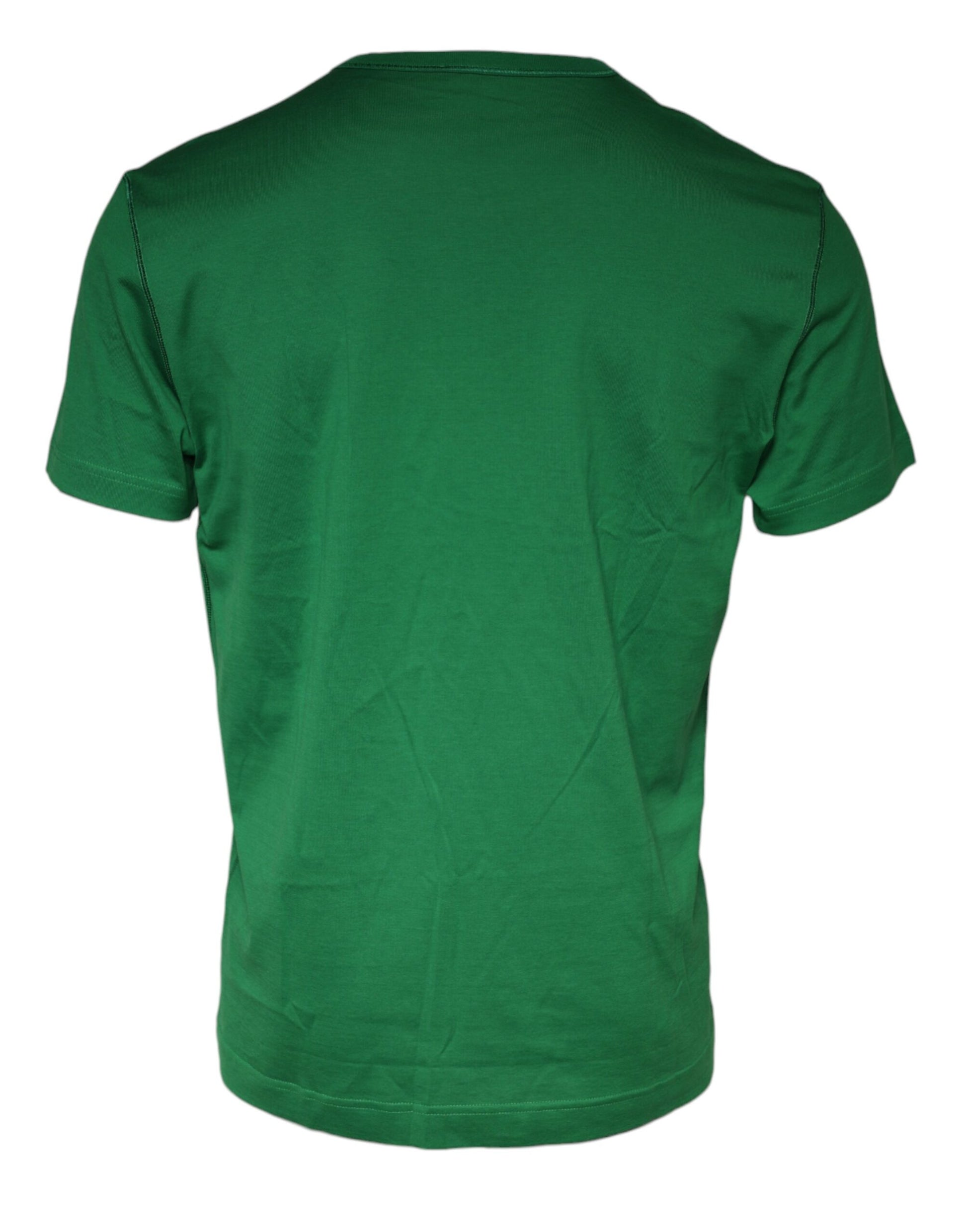 Green Cotton Round Neck Short Sleeve T-shirt