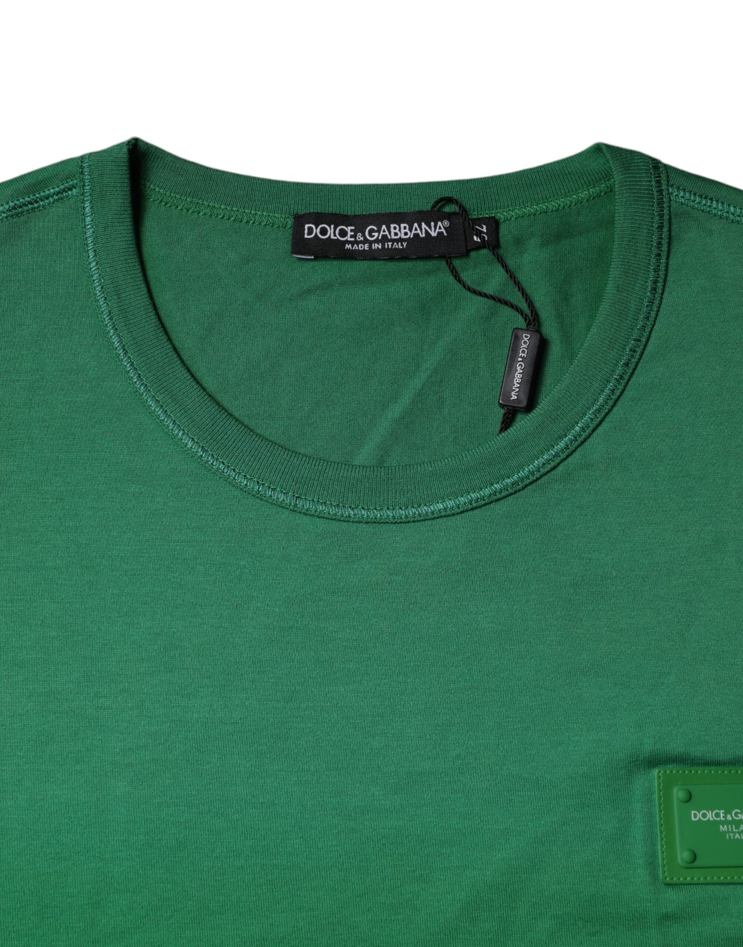 Green Cotton Round Neck Short Sleeve T-shirt