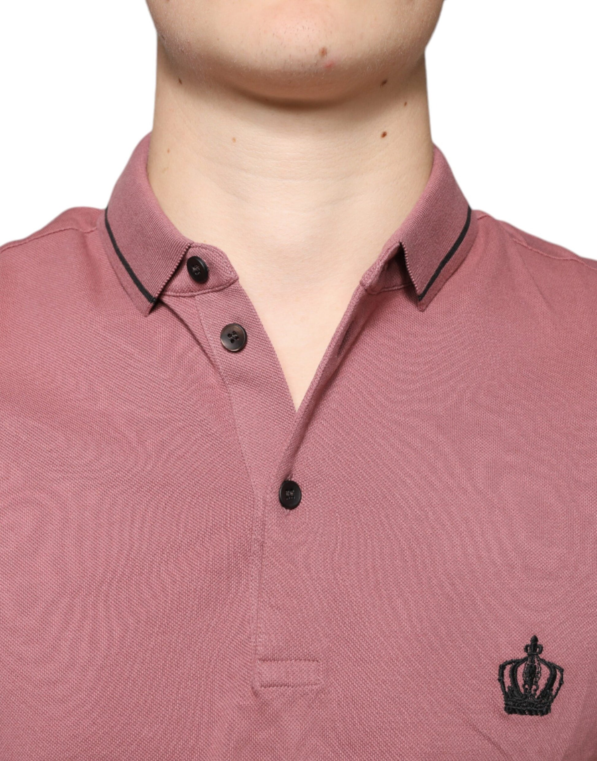 Pink Crown Embroidery Collared Polo T-shirt