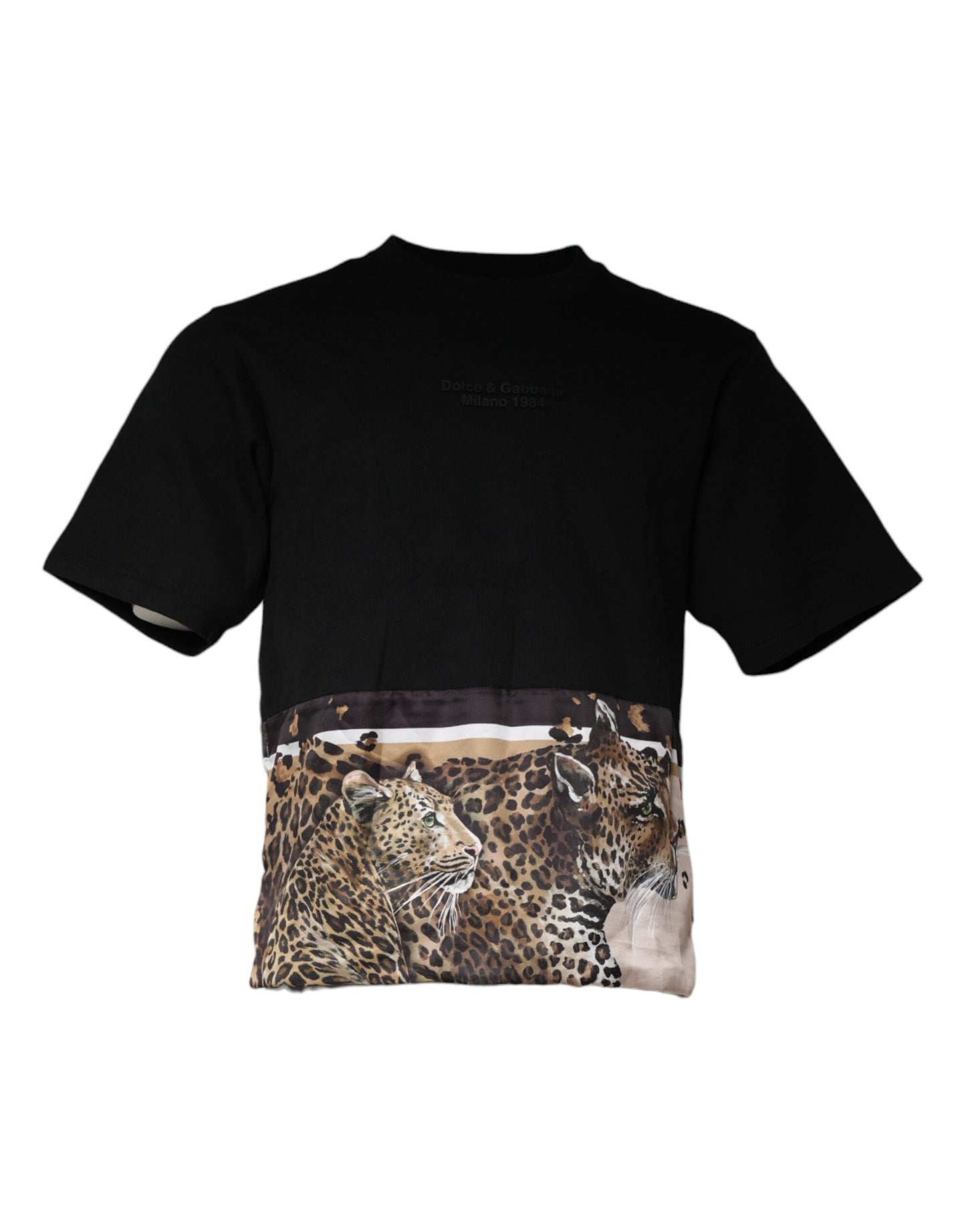 Black Leopard Cotton Short Sleeves T-shirt