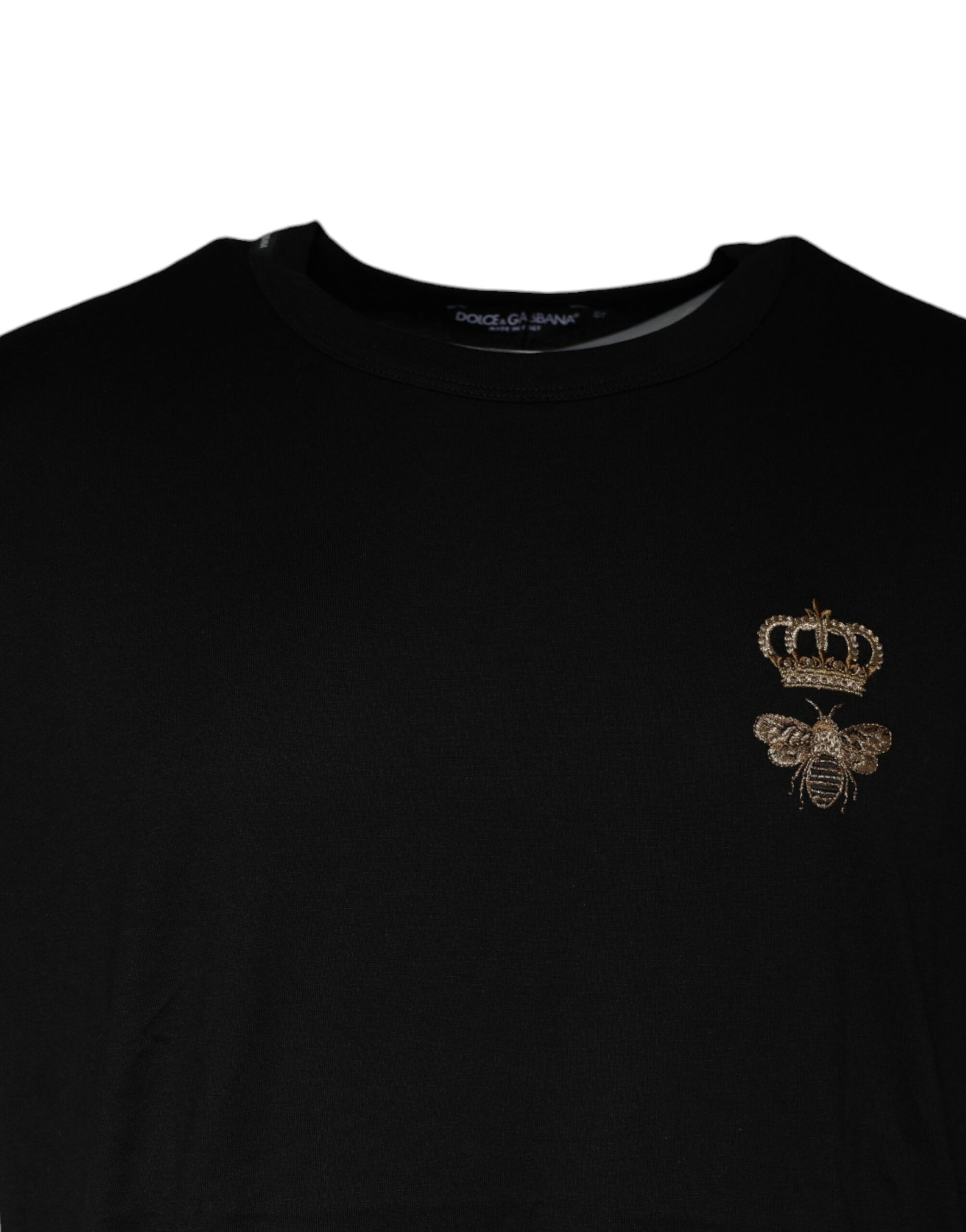 Black Bee Crown Cotton Crew Neck T-shirt