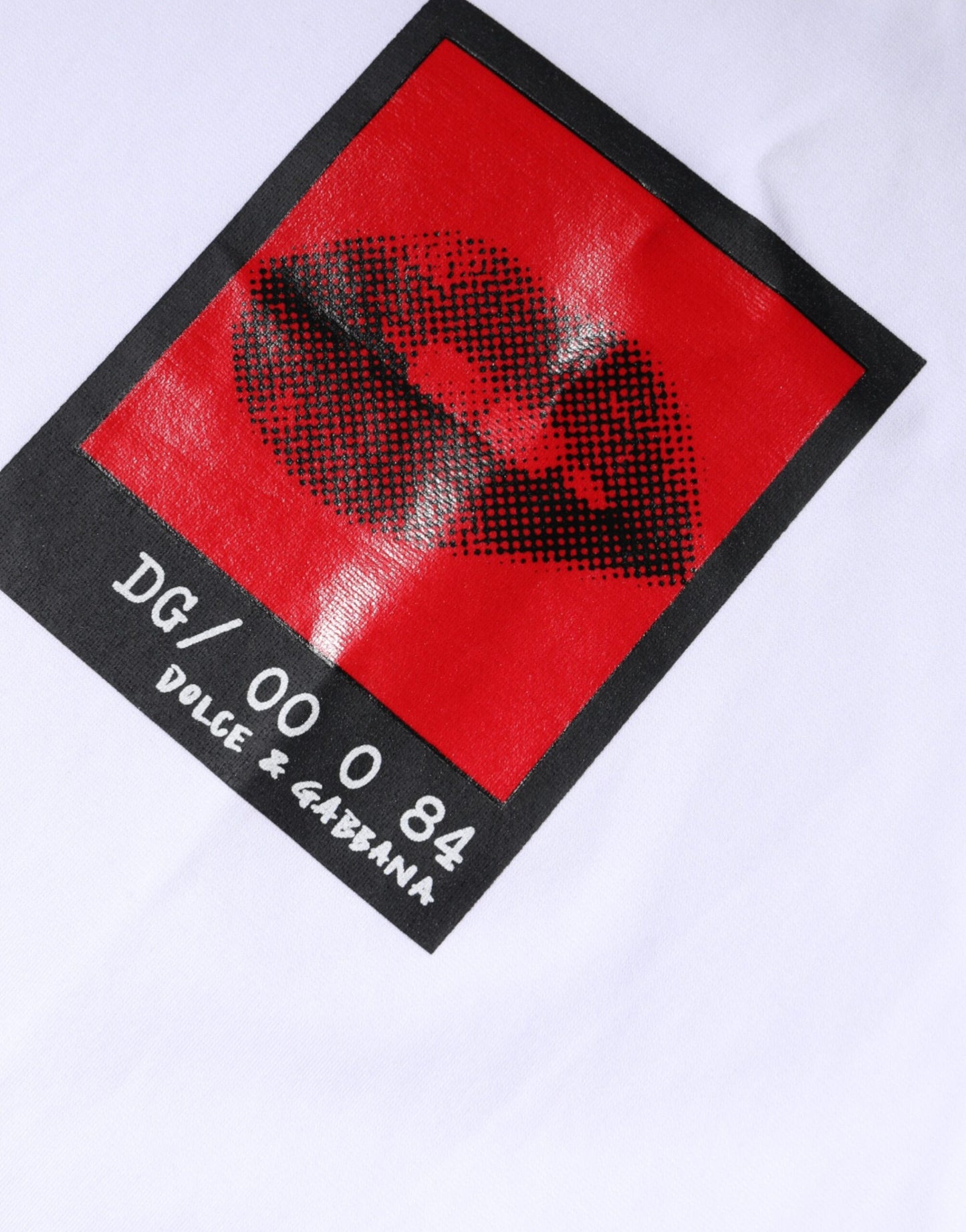 White Red Lips Print Cotton T-shirt