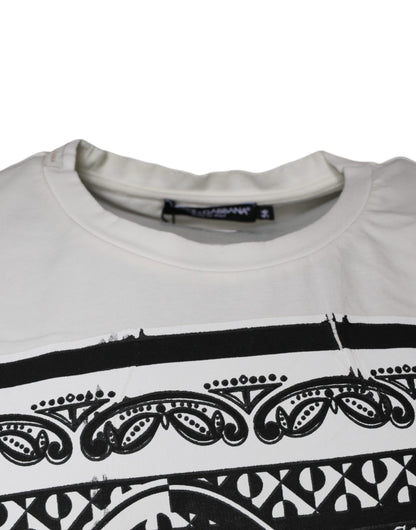 White Bandana Print Cotton Short Sleeves T-shirt