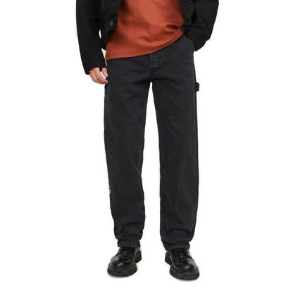 Black Cotton Relaxed Fit Jeans