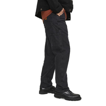 Black Cotton Relaxed Fit Jeans