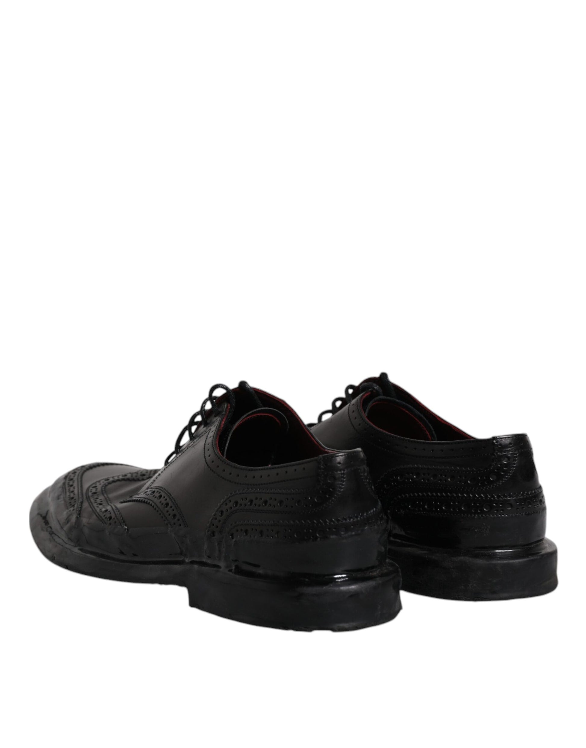 Black Leather Derby Wingtip Formal Shoes