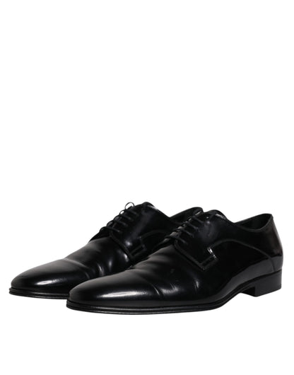 Black Leather Lace Up Derby Formal Shoes