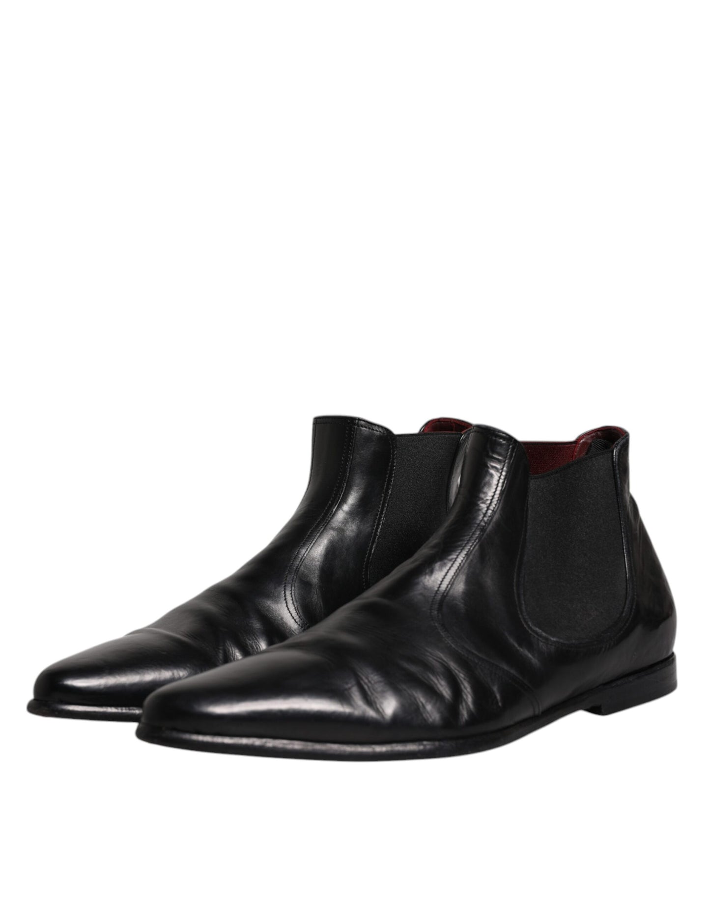 Black Leather Chelsea Men Ankle Boots Shoes