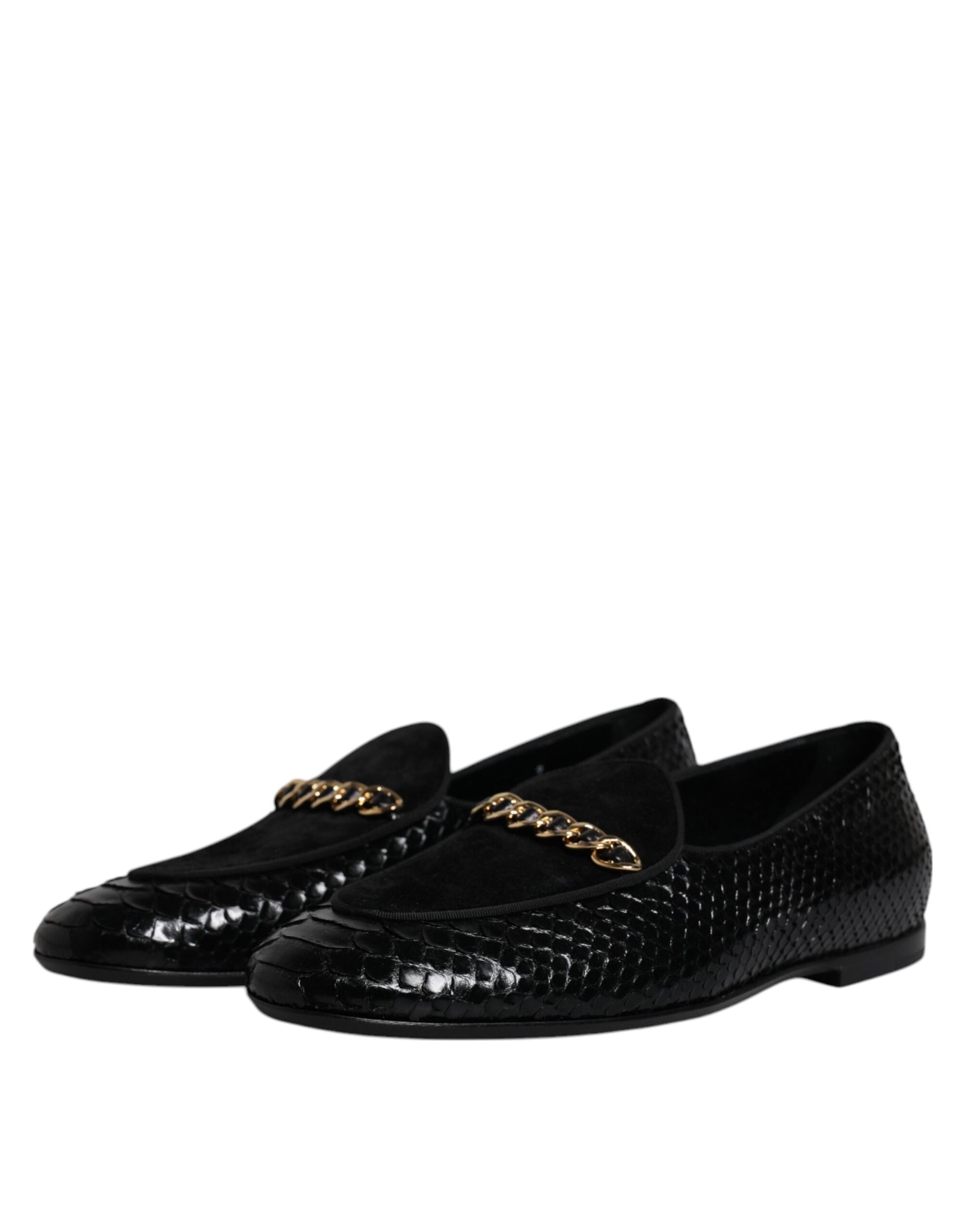 Black Exotic Leather Loafers Men Dress Shoes