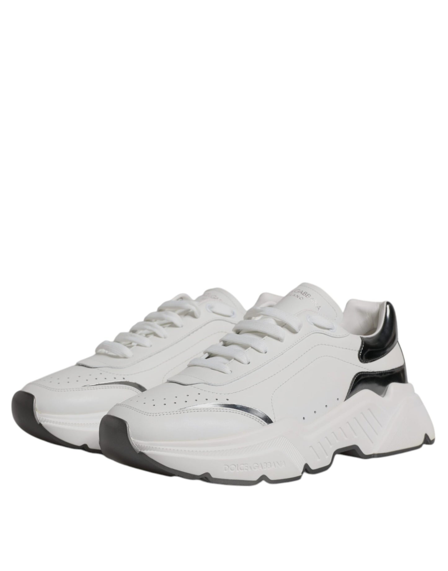 White Silver DAYMASTER Leather Sneakers Shoes