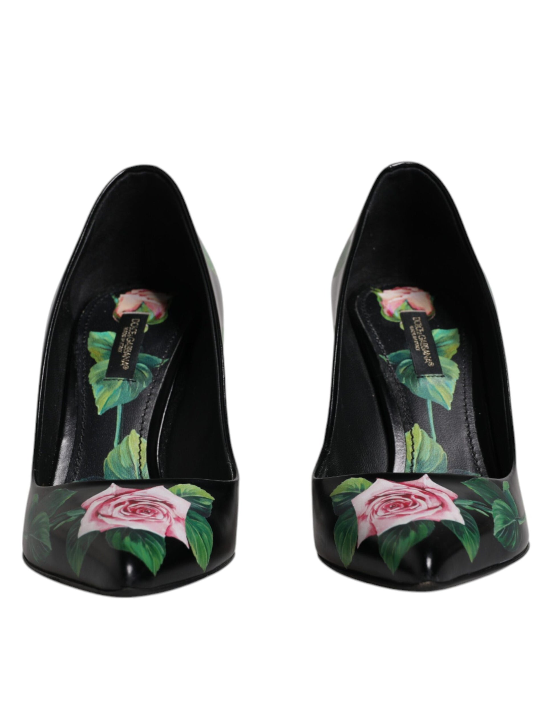 Black Floral Print High Heels Pumps Shoes