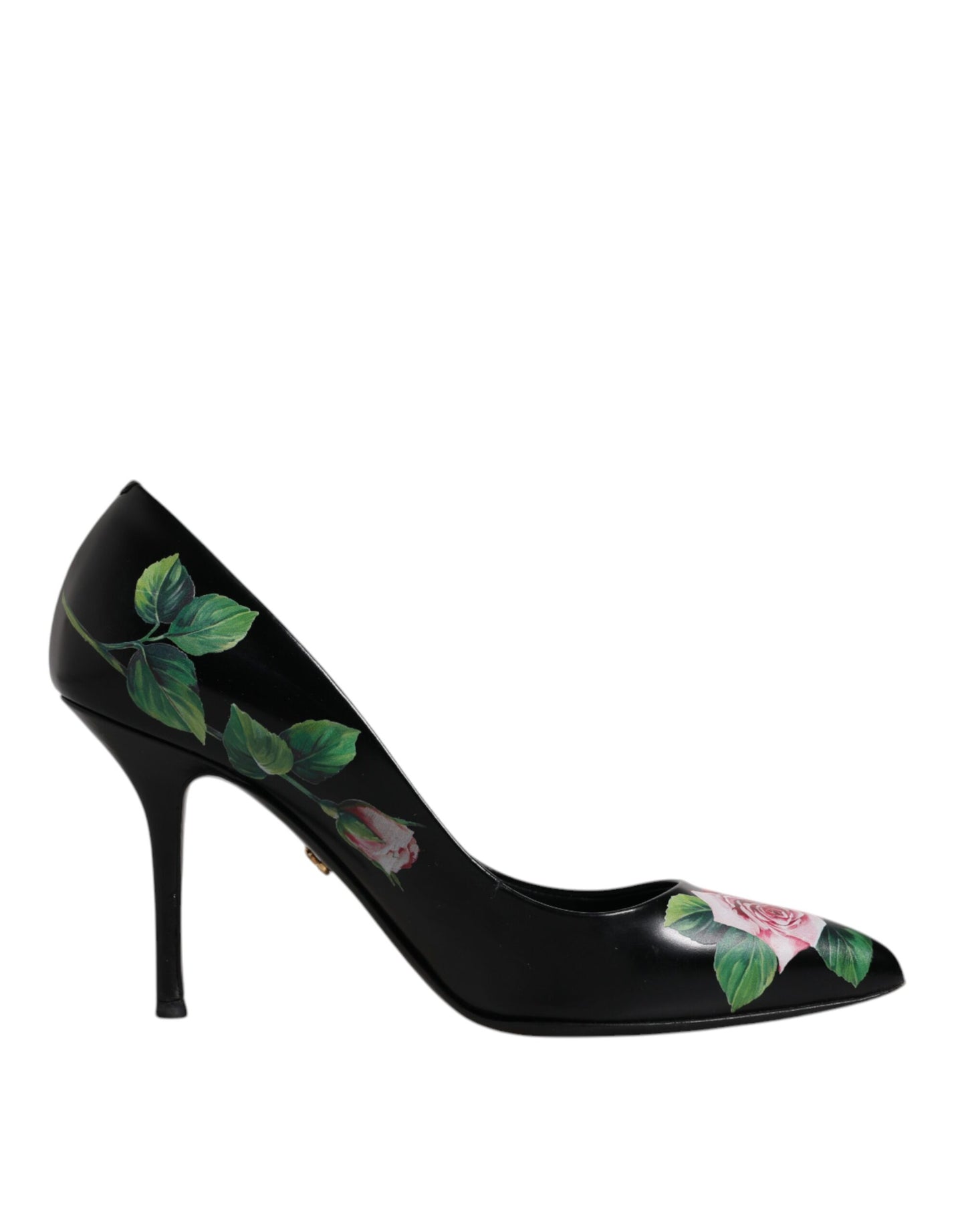 Black Floral Print High Heels Pumps Shoes