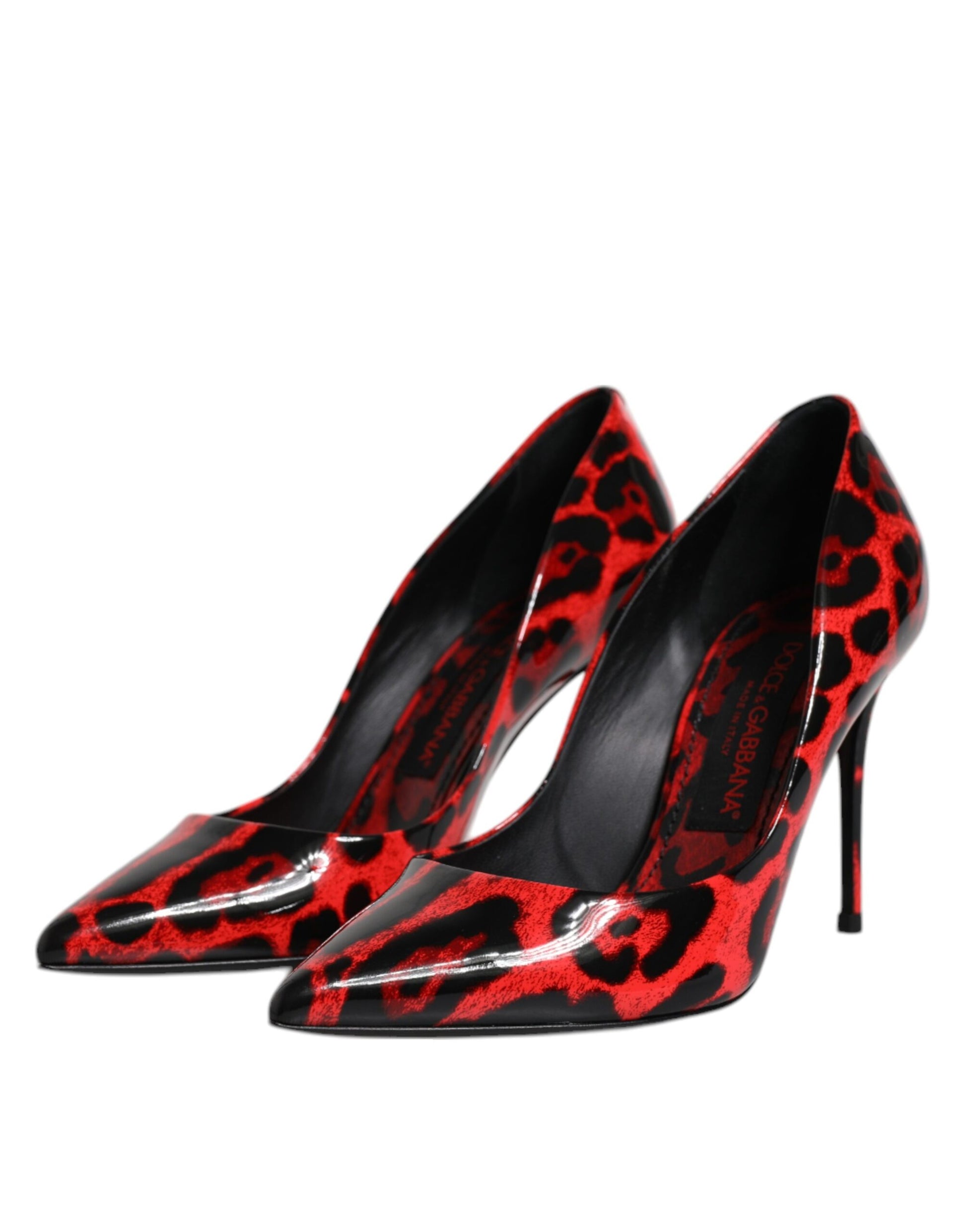 Red Leopard Leather Stiletto High Heels Pumps Shoes