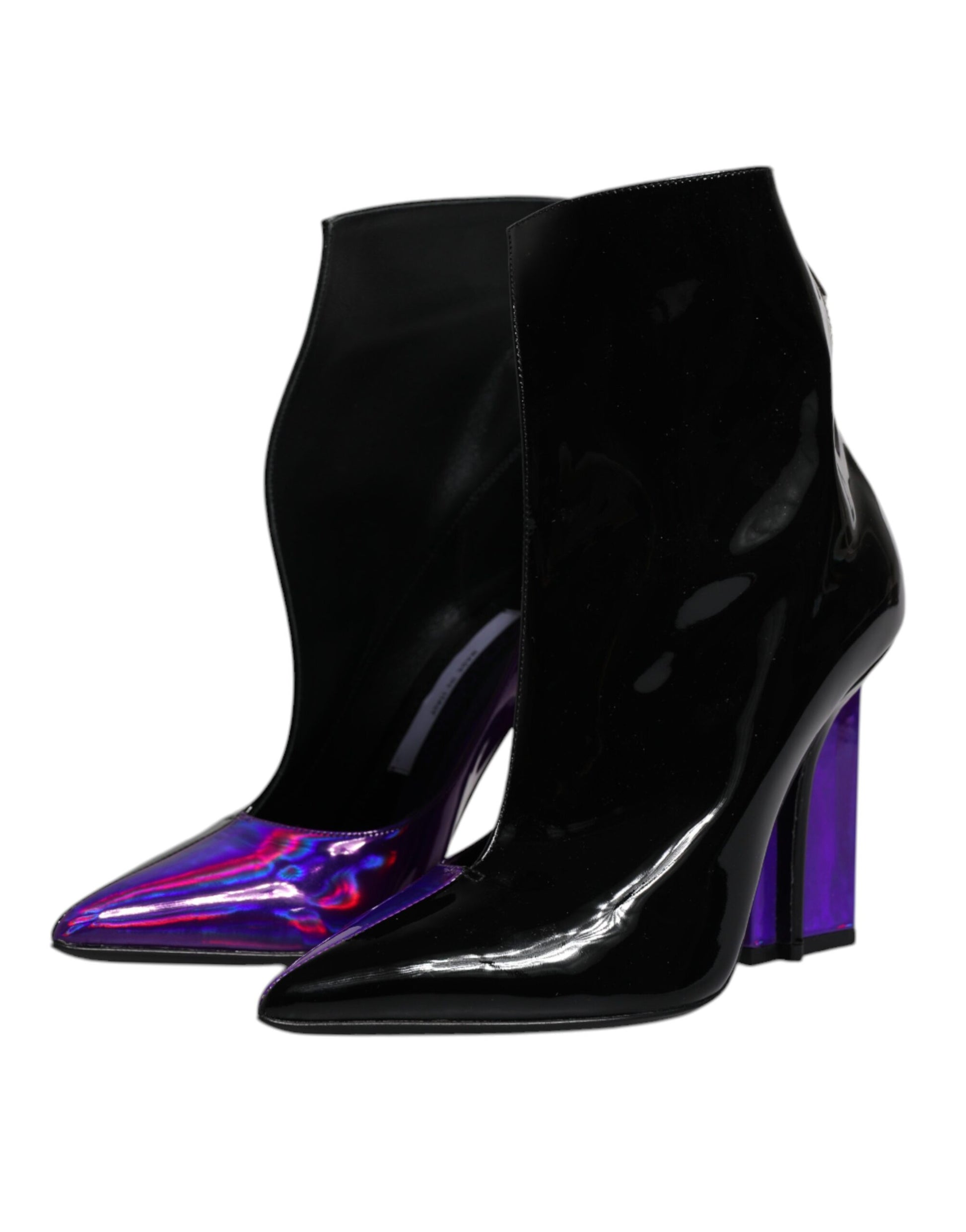 Purple Black Pointed Ankle Boots Shoes