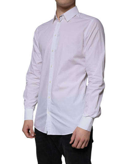 White Cotton Long Sleeve GOLD Dress Shirt