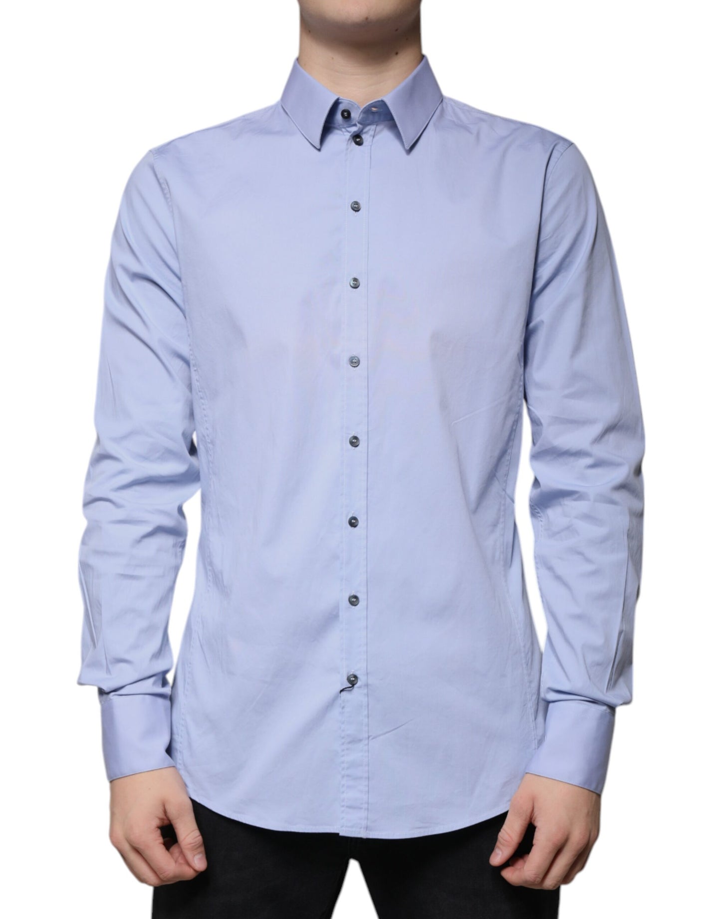 Light Blue Cotton Slim SICILIA Dress Shirt