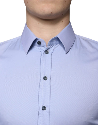 Light Blue Cotton Slim Fit SICILIA Dress Shirt