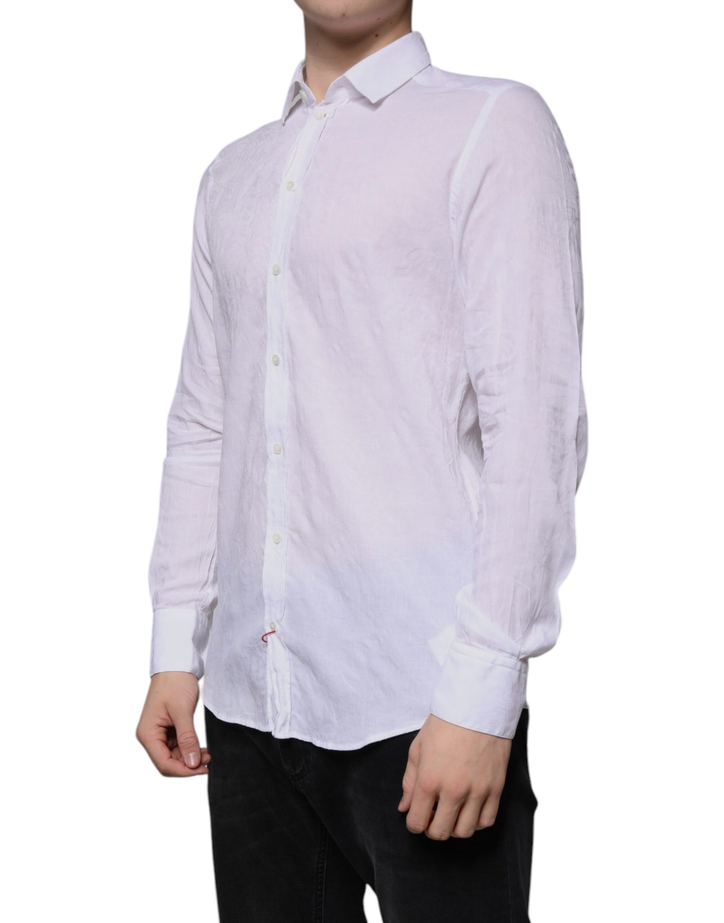 White Cotton Slim Fit Men Formal Dress Shirt