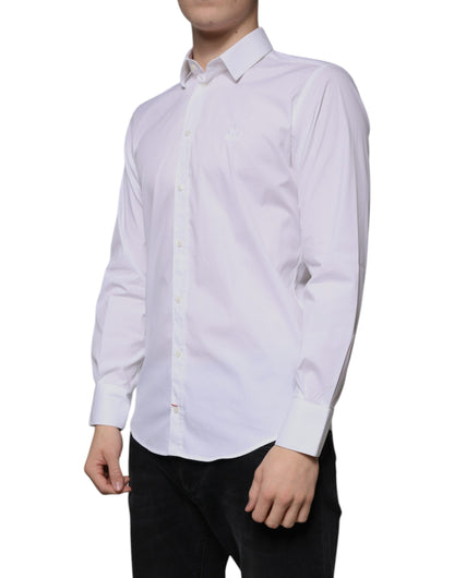 White Cotton Blend Men MARTINI Dress Shirt