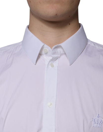 White Cotton Blend Men MARTINI Dress Shirt