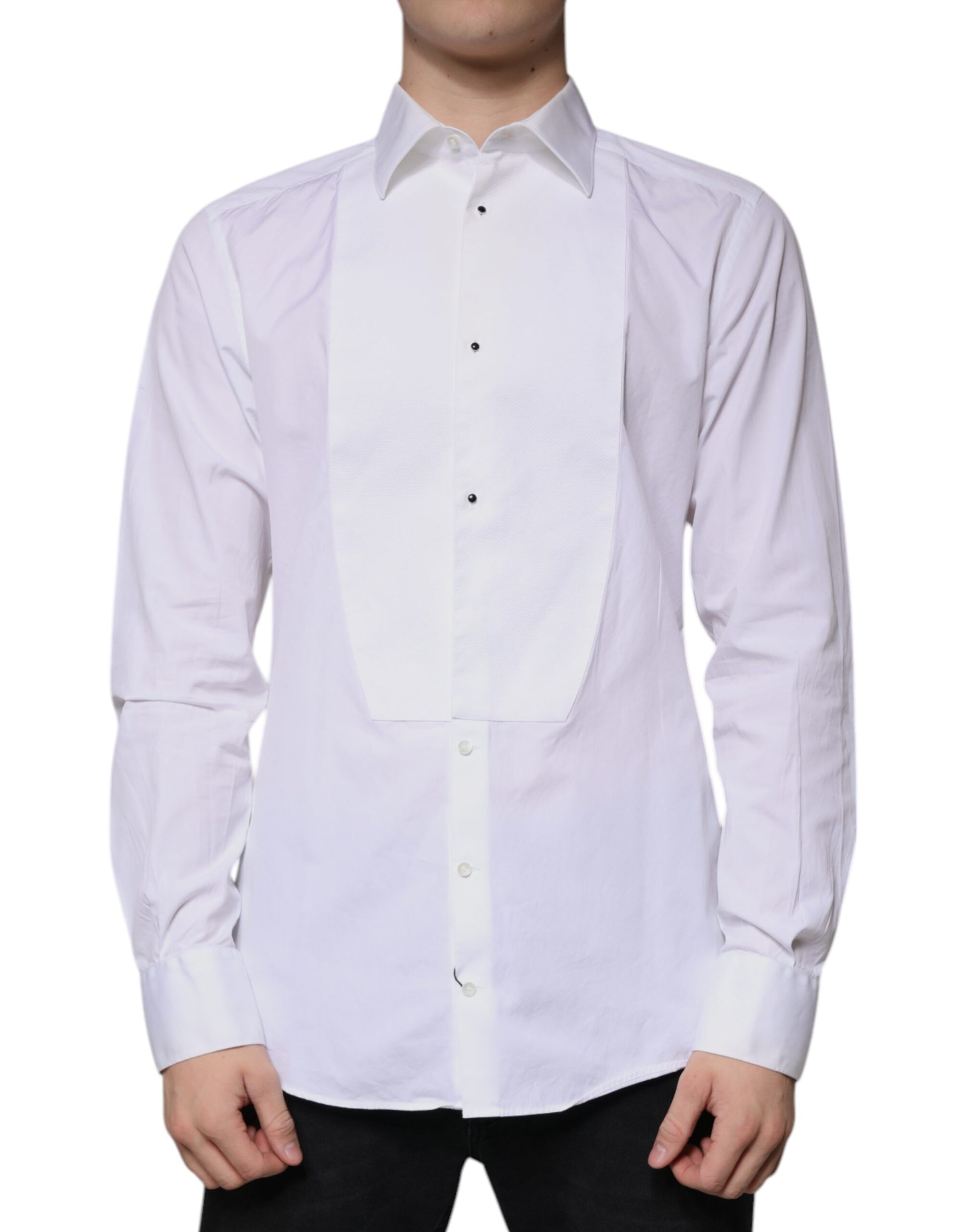 White Bib Cotton Poplin GOLD Men Formal Shirt