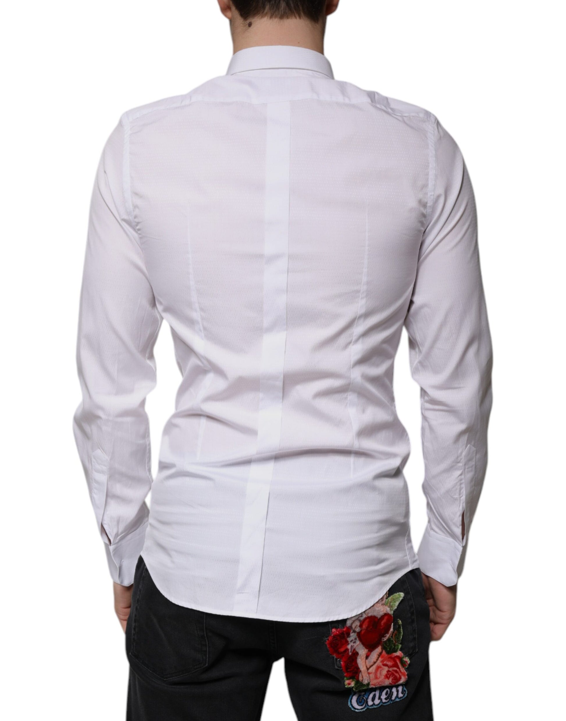 White Cotton Formal Men GOLD Dress Shirt