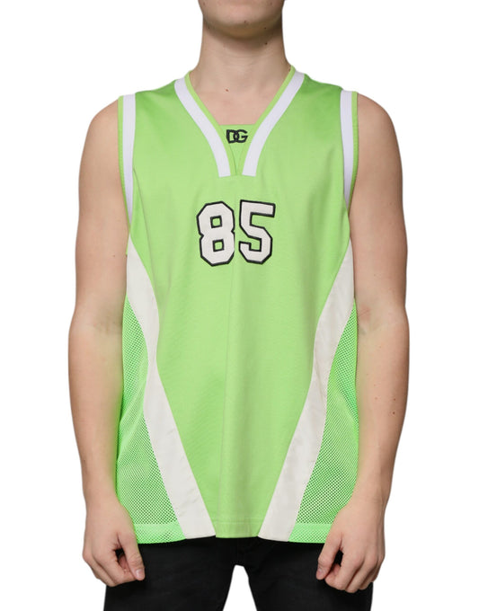 Green Polyester Jersey Sleeveless T-shirt